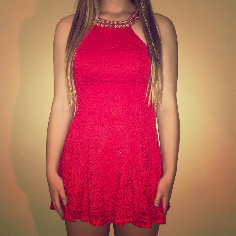 Red laced dress